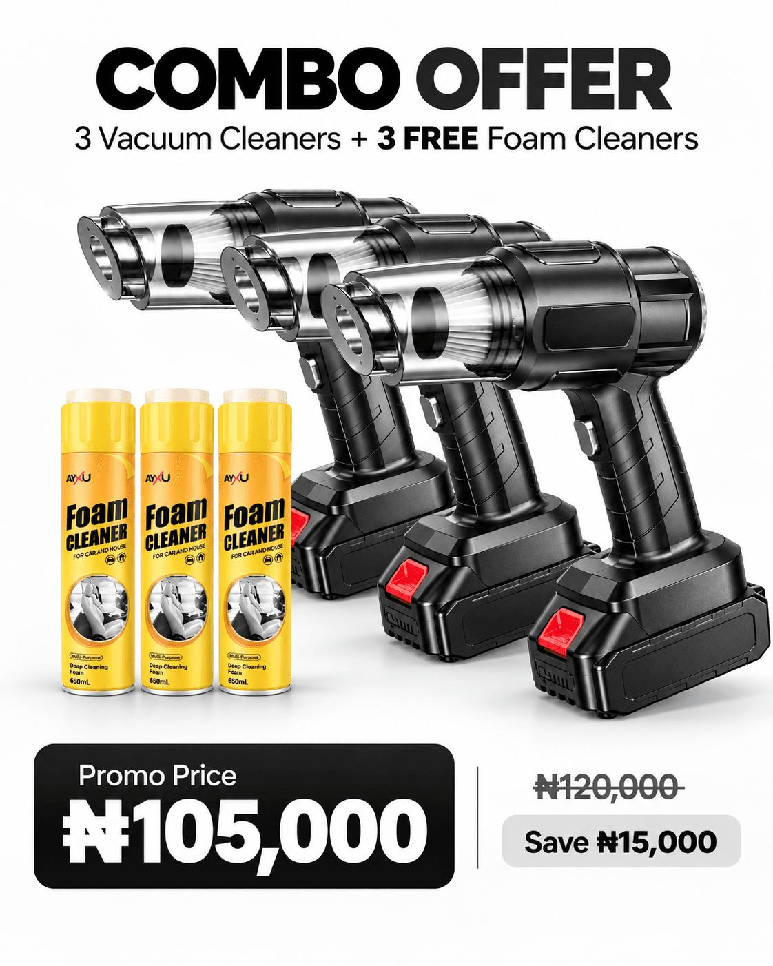 Three 3-in-1 multifunctional cleaning kit package offer