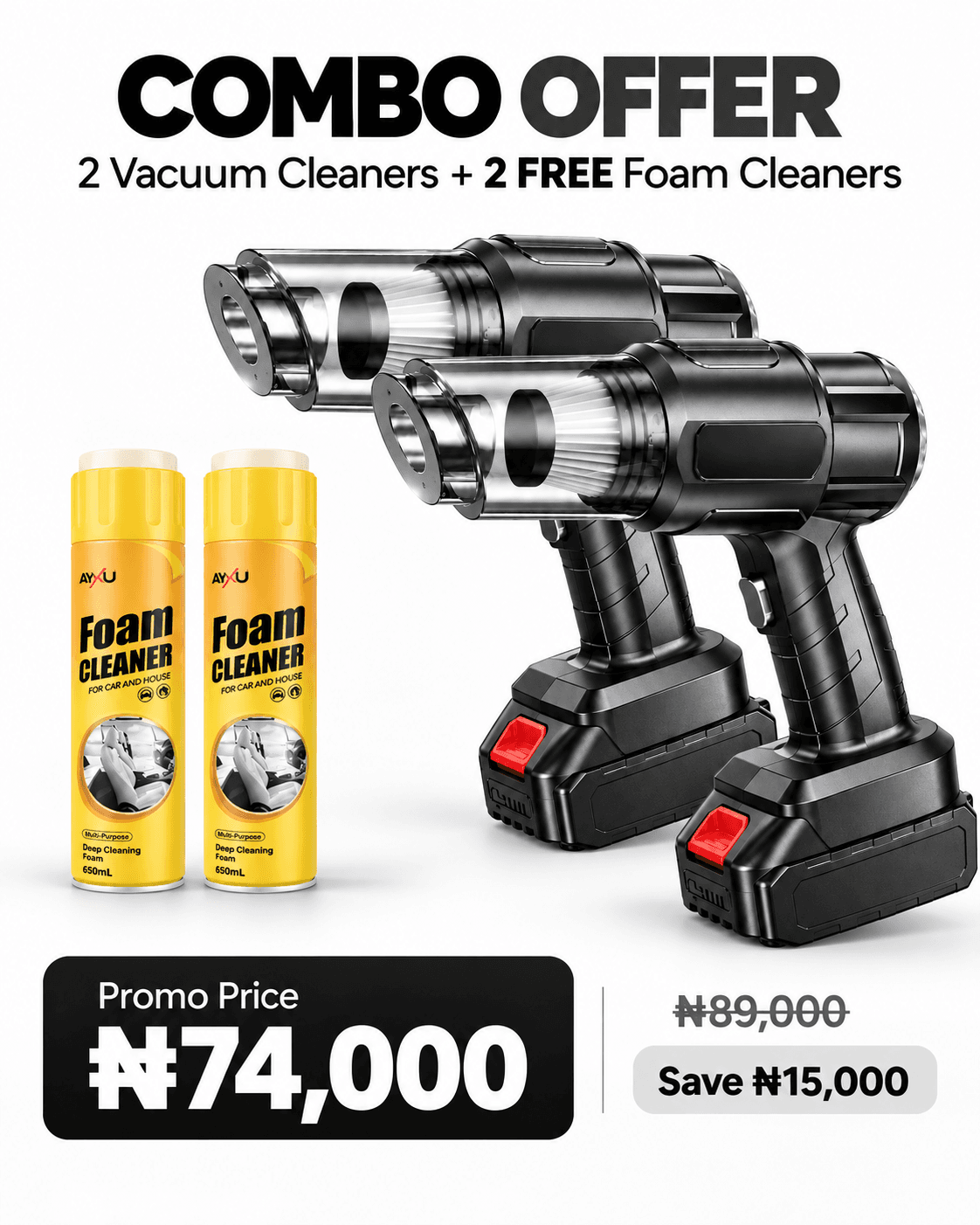 Two 3-in-1 multifunctional cleaning kit package offer