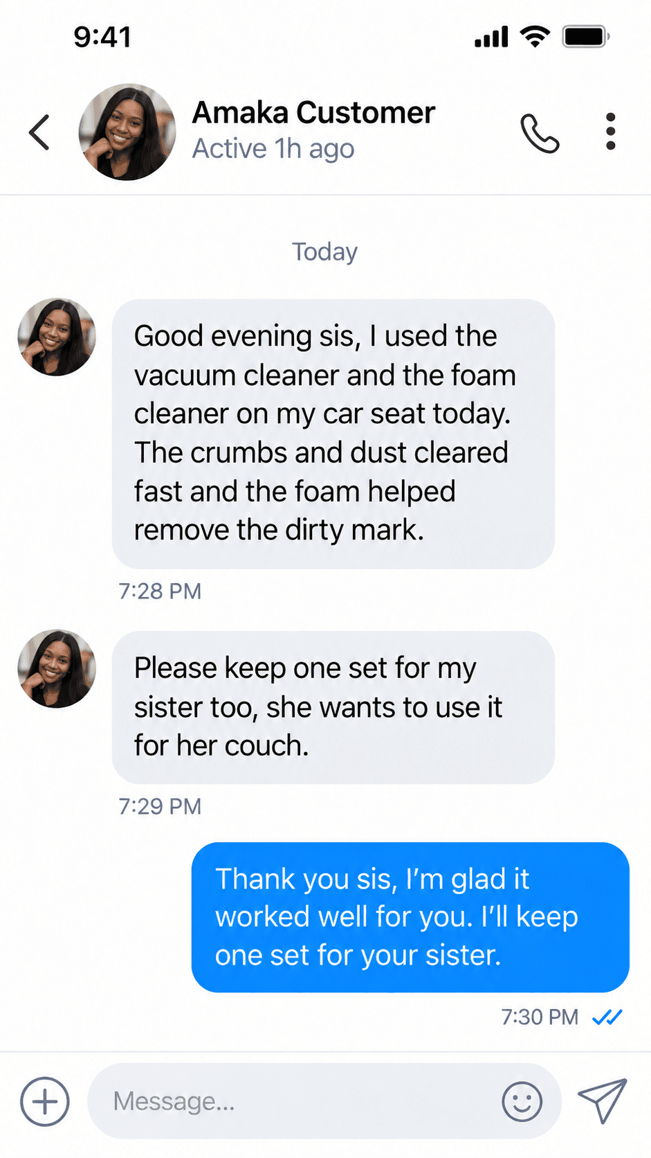 Facebook comment from a verified buyer of the 3-in-1 cleaning kit