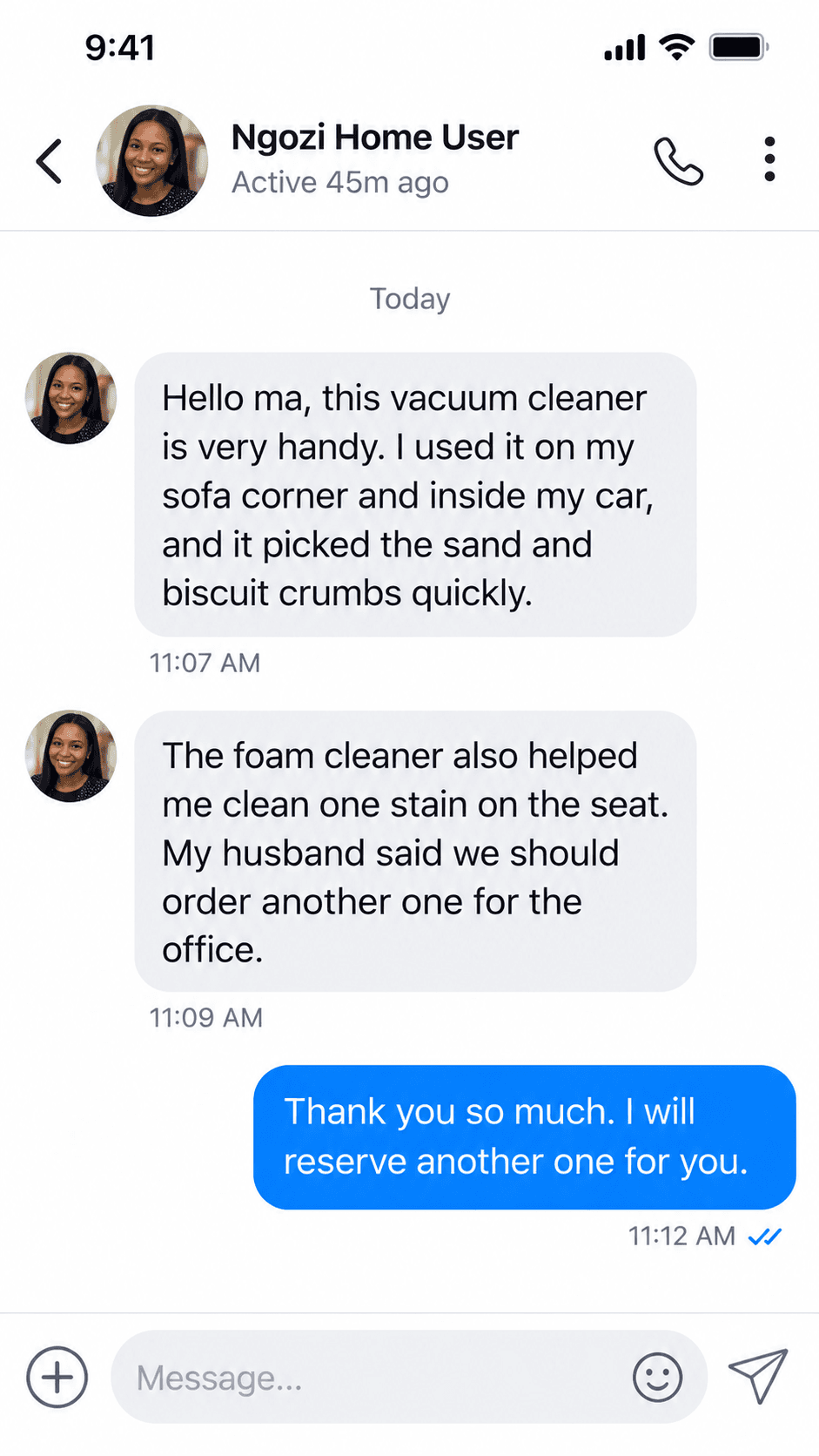 Facebook comment from a verified buyer of the 3-in-1 cleaning kit