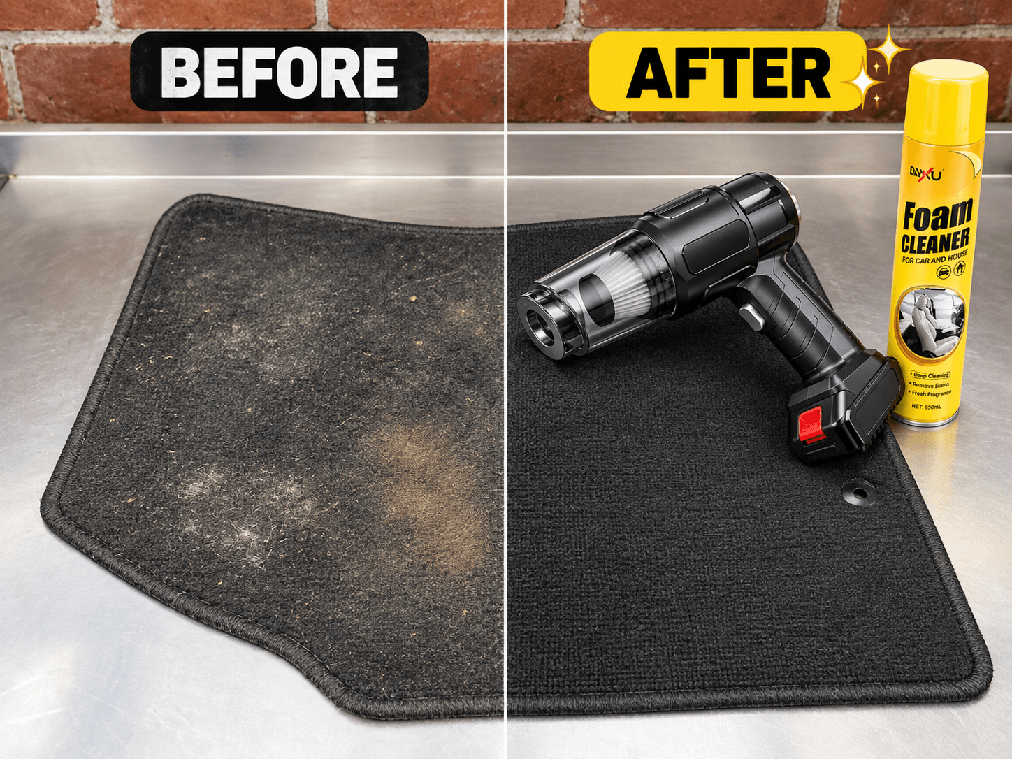 S. Daniel in Port Harcourt — before and after using the 3-in-1 cleaning kit